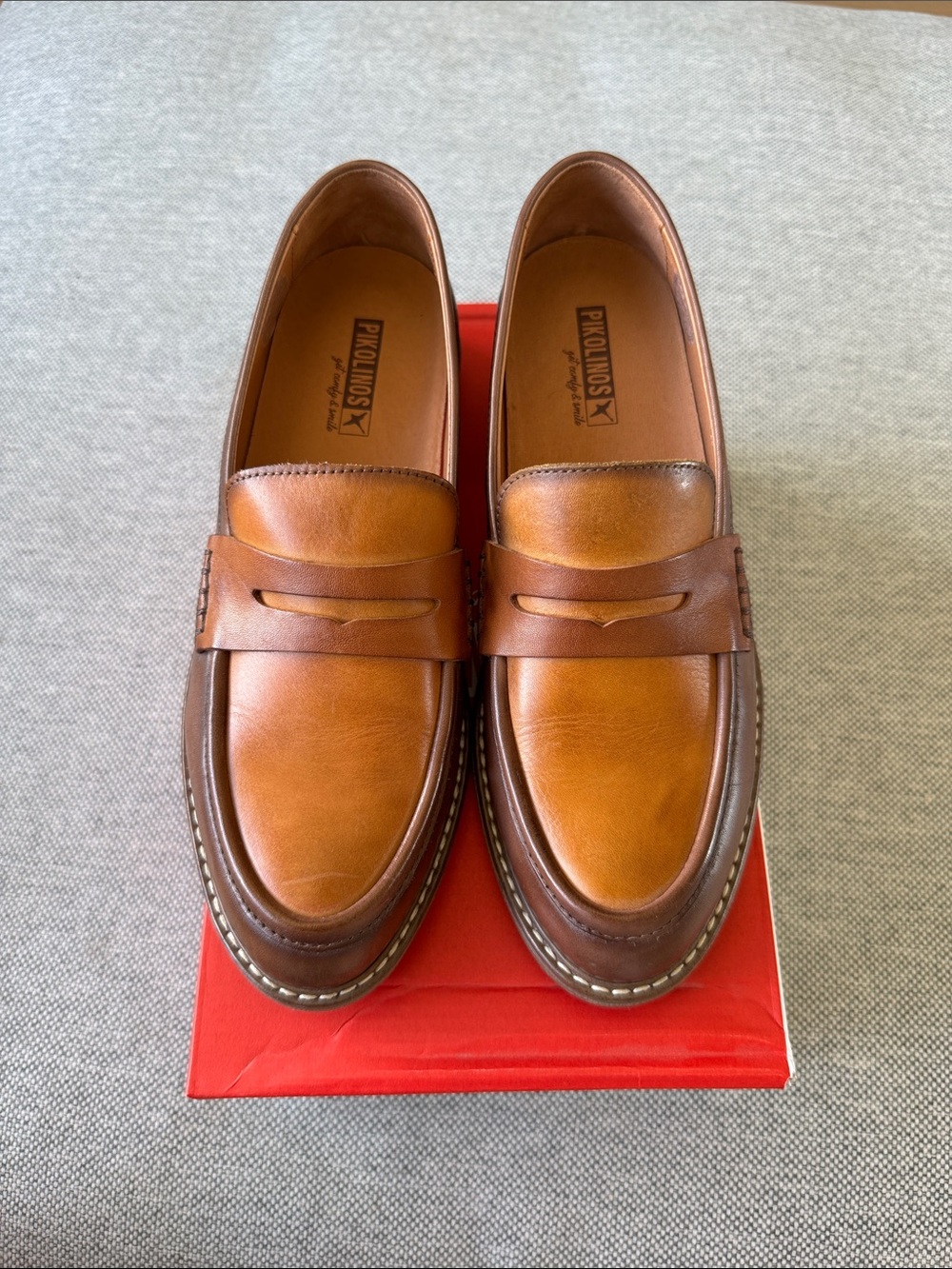 PIKOLINOS Two-Tone Brown Leather Penny Loafers
